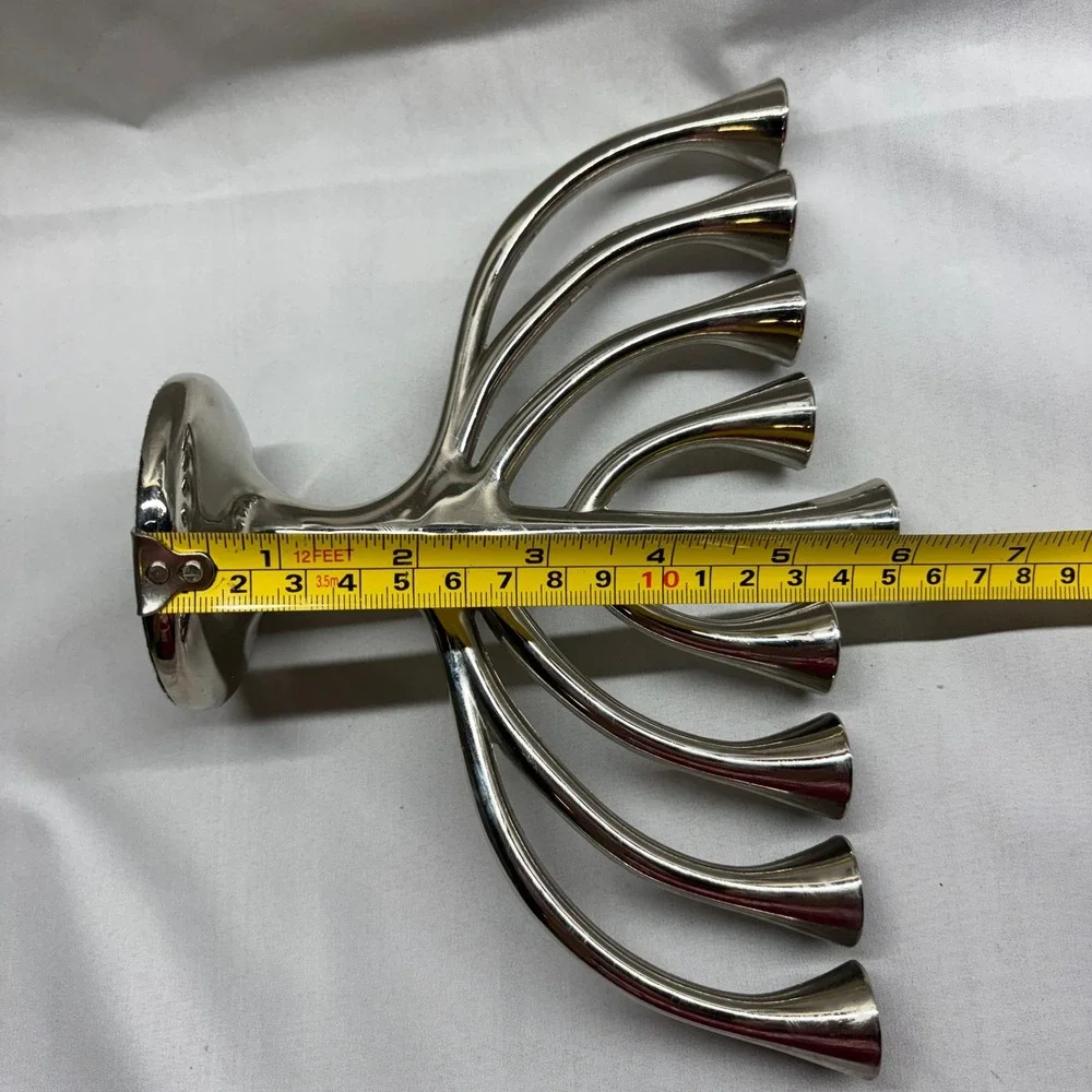 Kohl's Menorah Hanukkah OS Silver Good Modern Polished 9 Branch Taper Holder